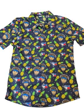 Toronto Blue Jays Novelty Pineapple Button Front Shirt Size XL